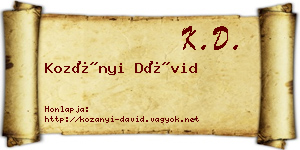 Kozányi Dávid névjegykártya