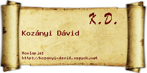 Kozányi Dávid névjegykártya